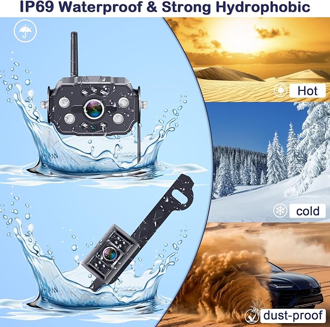 Dual RV Backup Cameras Wireless - Ease Install Plug-Play Recording HD 1080P 7'' Touch Key Monitor Trailer Truck Rear View Cam Night Vision Signal No-Delay 4 Channels for Furrion Pre-Wired Mount-PurrikoPets