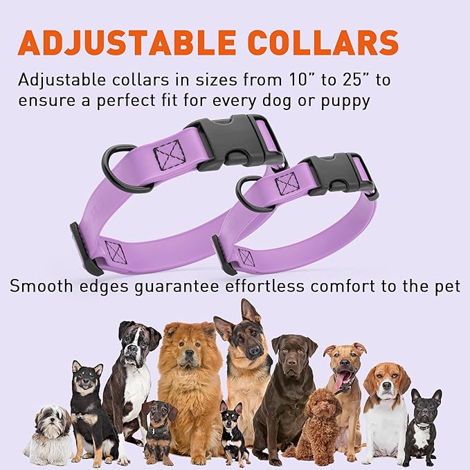 Dogline Biothane Waterproof Dog Collar with Quick Release Buckle Strong Coated Nylon Webbing with Odor- Proof for Easy Care Easy to Clean Fits Small Medium Large Dogs, Amethyst Purple 1" W 15-23" L-PurrikoPets