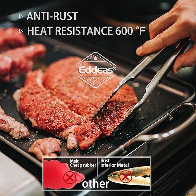 4 Pack Tongs For Cooking, Heat Resistant 600 Degrees 9",12" Stainless Steel Locking Metal Tong & 9",12" Kitchen Tongs with Silicone Tips, Non-Slip Food Silicone Tong, Heavy Duty, Non-Stick-PurrikoPets