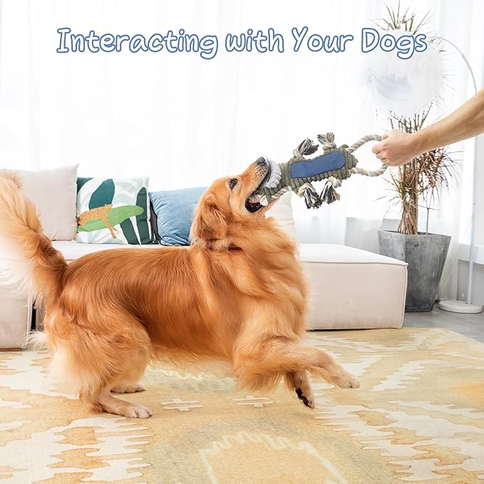 Funny Plush Dog Chew Toys, Squeaky Dog Toys, Interactive Tug of War Puppy Toys, Stuffed Dog Toys for Small, Medium and Large Dogs - Monkey-PurrikoPets