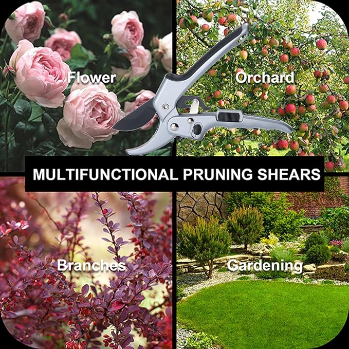 Garden clippers, premium Germany pruners, Work 3 times easier, professional ratchet pruning shears, cutting rose, flower, hedge, stem, tree, Sharp gardening scissors, Arthritis weak hand snips-PurrikoPets