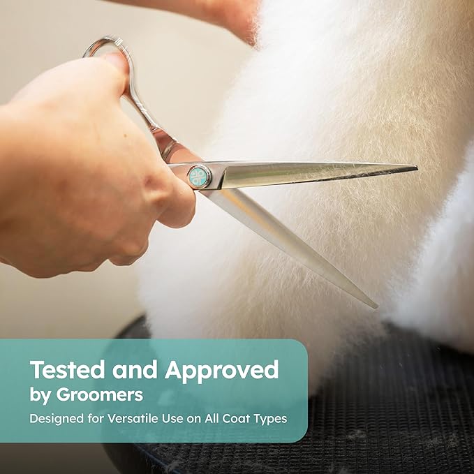 7" Dog Grooming Scissors – Sawtooth Blade, VG10 Stainless Steel for Sharpness, Durability, and Edge Retention, Perfect for Grooming Maltese, Yorkie, Schnauzer-PurrikoPets