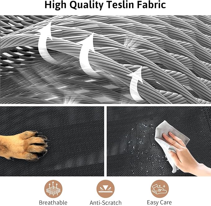 Elevated Dog Bed, Foldable Pet Bed with No Assembly, Cooling Raised Bed with Breathable Mesh, No-Slip Feet Durable Dog Cots Beds for Indoor & Outdoor Use, Black (L:43"x23"x7")-PurrikoPets