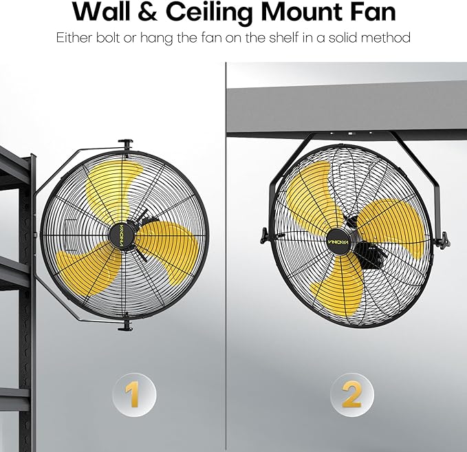 20 Inch Industrial Wall Mount Fan, 5200 CFM Industrial Metal Wall Fans with Poweful Motor, 3 Speed, Heavy Duty Construction Indoor for Warehouse, Workshops, and Garage, UL Listed-PurrikoPets