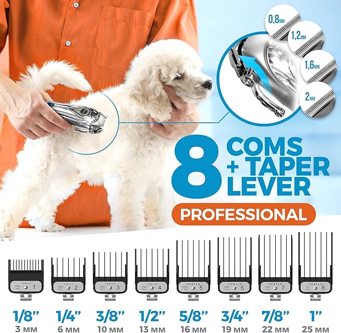 Full Metal Professional Dog Clippers for Grooming, Rechargeable, Low Noise Cordless, Pet Hair Clippers for Large Dogs, Heavy Duty Use with LED Display-PurrikoPets