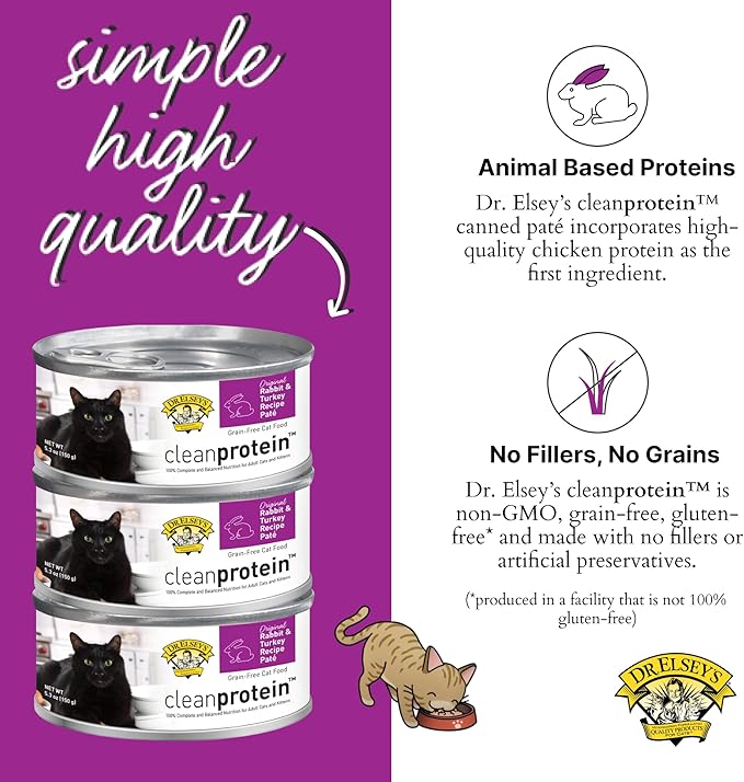 Dr. Elsey's cleanprotein Original Rabbit & Turkey Recipe Wet Cat Food, (Pack of 24), 5.3oz Cans-PurrikoPets