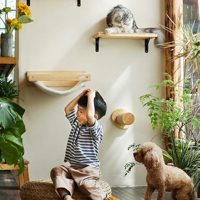 FUKUMARU Cat Wall Furniture, 11.8 Inch Cats Steps for Drywall, Kitten Stairs for Wall Mounted with Jute Scratching Kittens Shelf, 2 of Pack-PurrikoPets