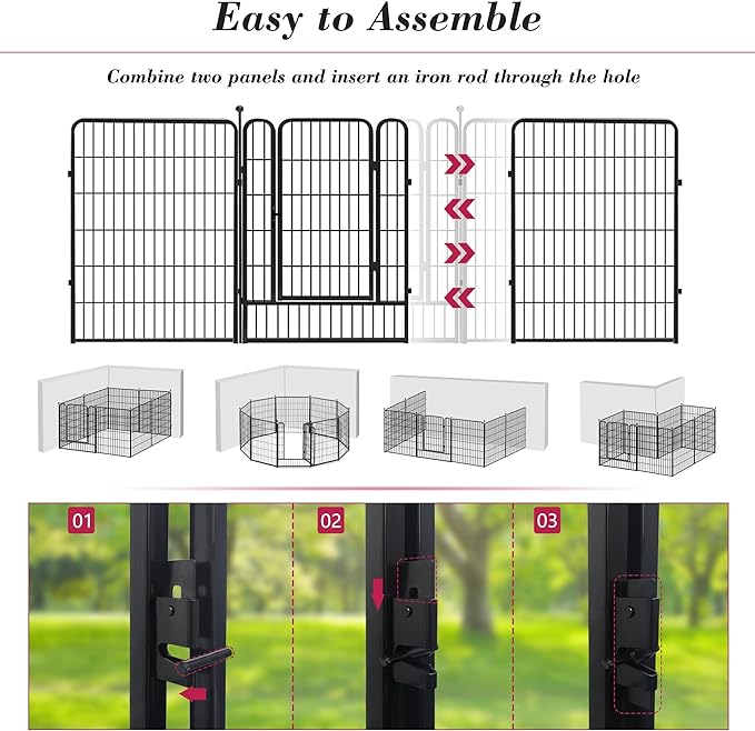 Dog Playpen 40 inch 32 Panels Indoor Outdoor Dog Pen for Large/Medium/Small Dogs Heavy Duty Metal Dog Fence Outdoor for Yard, Puppy Playpen with Door Portable Pet Fence for RV Camping Yard-PurrikoPets
