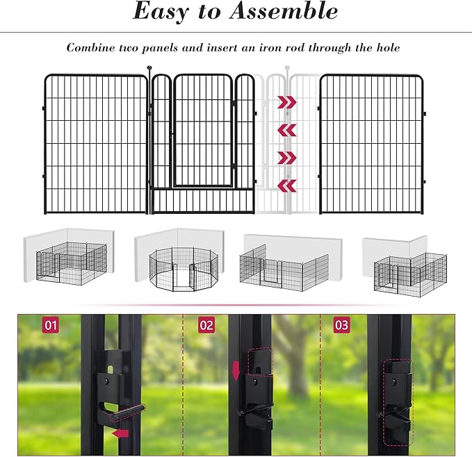 Dog Playpen 40 inch 30 Panels Indoor Outdoor Dog Pen for Large/Medium/Small Dogs Heavy Duty Metal Dog Fence Outdoor for Yard, Puppy Playpen with Door Portable Pet Fence for RV Camping Yard-PurrikoPets