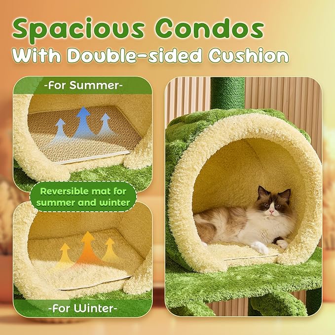 80.3'' Modern Cat Tree, Tall Cat Tower for Indoor Cats Adults, Luxury Climb Tower with Scratching Post, Heavy Duty Cat Condo with Ladder, Toys, Double Sided Mat, Lotus Perch for Multi-Cat Families-PurrikoPets