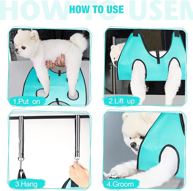 Dog Grooming Hammock - Upgrade Pet Grooming Harness for Nail Trimming (XXL 120lb), Dog Sling for Nail Clipping, Dog Hanging Holder Hanger for Cutting Nail with Nail Clippers, Green-PurrikoPets