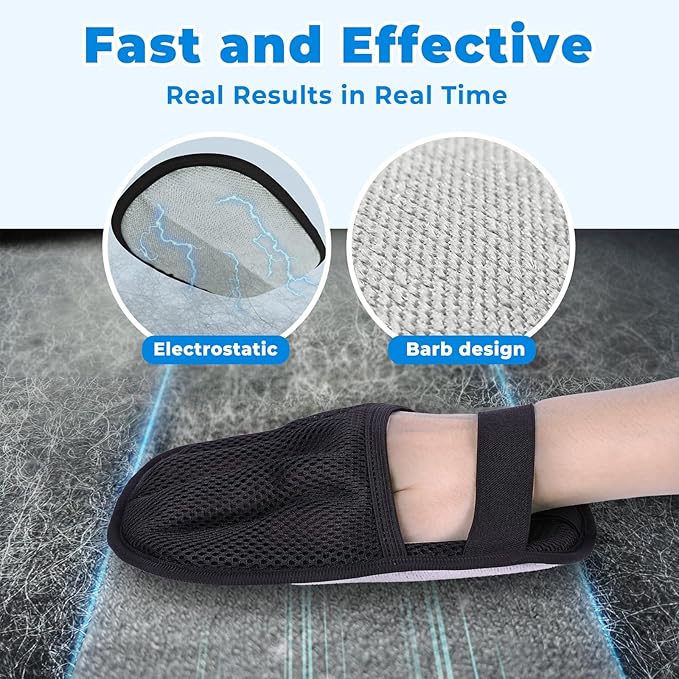 2Pcs Pet Hair Removal Gloves Kit (2 Sizes) for Dogs & Cats, 2025 Newly Upgraded Five-Finger Electrostatic Pet Hair Gloves, Reusable Pet Hair Remover Tools for Clothing, Carpet, Sofa Gaps, Car Seat-PurrikoPets