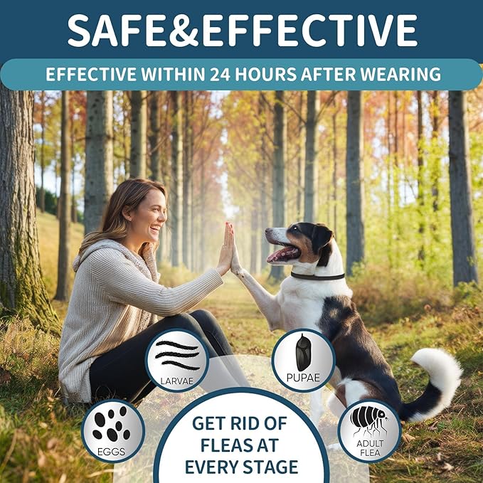 Flea and Tick Collar for Dogs 4 Pack, 32 Months Prevention, Waterproof, Adjustable for Small Medium Large Dogs Puppies (Black)-PurrikoPets