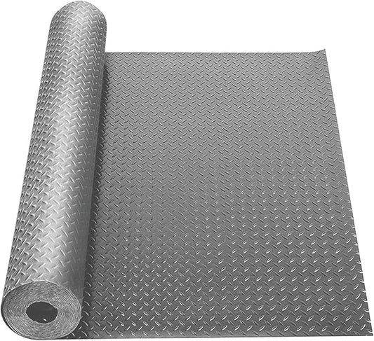 5Ft x 12Ft Rubber Flooring Mats 1.6mm Diamond Plate Flooring Roll 60sqft Rubber Trailer Garage Floor Mats Non-Slip Floor Protector Mat for Garage Warehouse Gym Basement-Gray-PurrikoPets