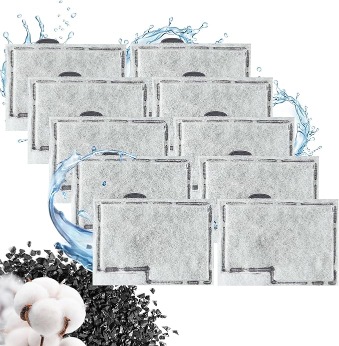 10 Pack Small Filter Cartridges for Aqueon,Small Fish Tank Replacement Filter for Aqueon QuietFlow E Internal Power Filter Size 10 and MiniBow Aquarium Filters Size 1, 2.5 and 5 Gallon-PurrikoPets