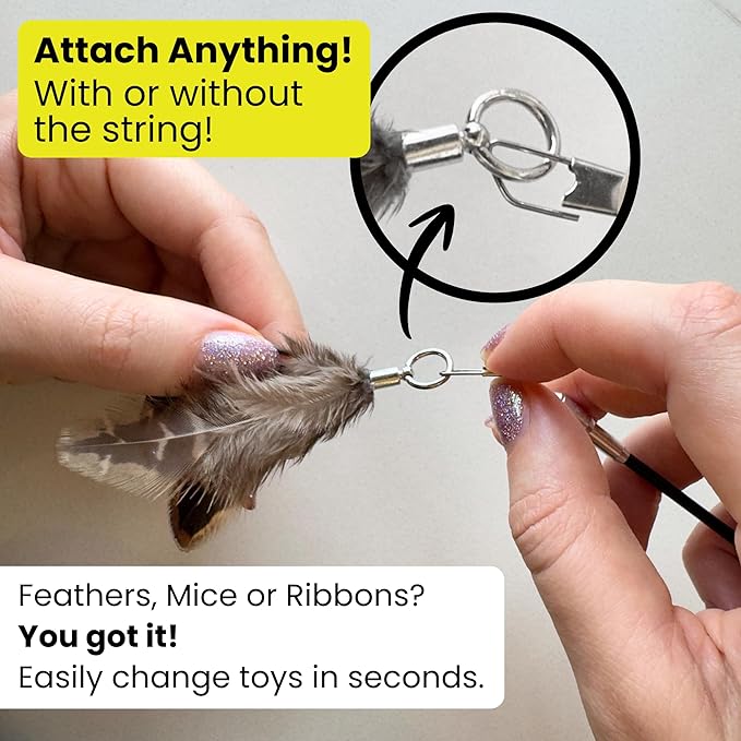 Forever Stick - The Unbreakable Cat Toy Wand, Extra Long Durable Interactive Cat Toy for Indoor Cats, Feather Kitten Toys for Bored Indoor Adult Cats, Bird Teaser Cat Accessories Enrichment-PurrikoPets