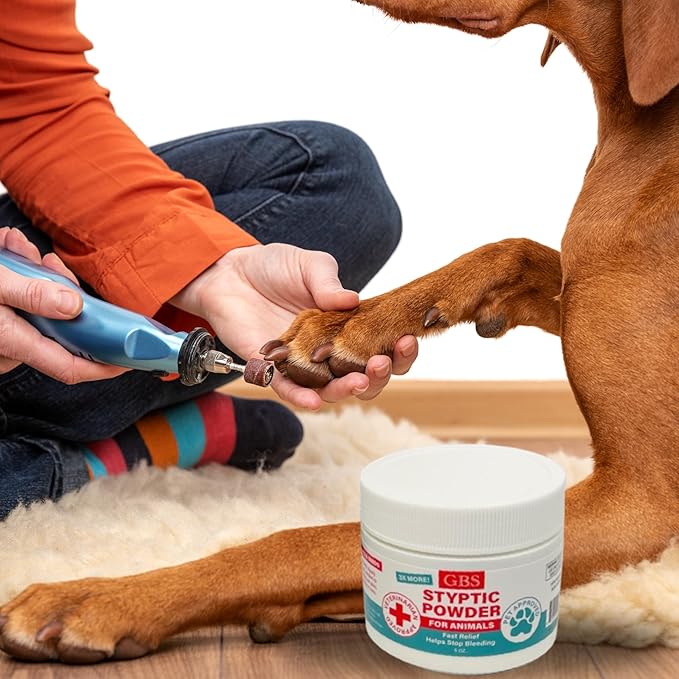 G.B.S 5 oz Styptic Powder for Dogs, Cats & Birds – Quick Blood Clotting for Nail Clipping, Minor Cuts, Tail Docking & Wing Clipping – Pet First Aid Hemostatic Powder with Sealed Top & Scoop-PurrikoPets