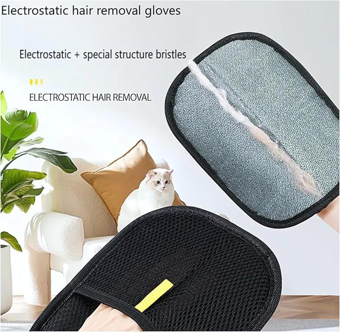 Fursweep Gloves Pet Hair Remover, Kivori Pet Grooming Glove, Pet Hair Remover Electrostatic Gloves, Furmingle Double Sided Cat Grooming Glove, Reusable Cat & Dog Hair Remover, for Couch, Carpet-PurrikoPets