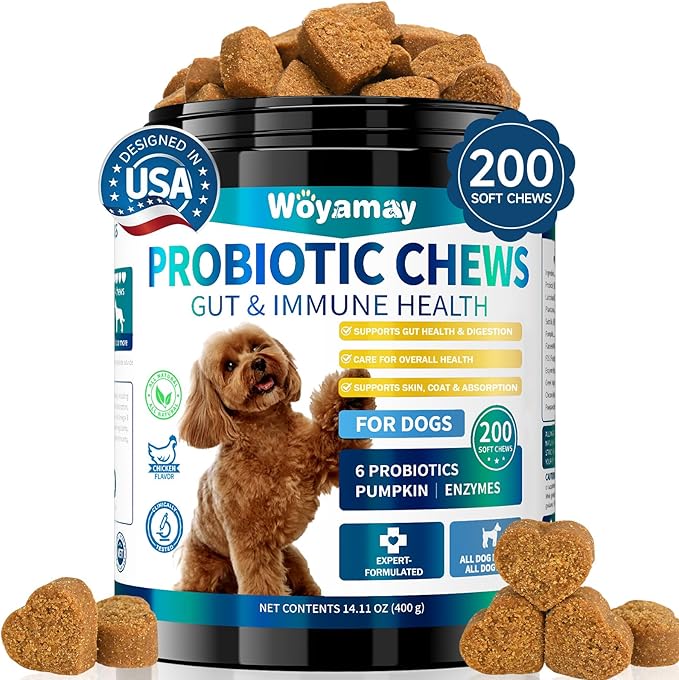 Dog Probiotic for Dogs, 200 Soft Treats Dog Probiotics for Digestive Health & Immune System, Probiotic Chews for Dogs, Support Gut Health|Itchy Skin|Diarrhea|Gas Relief Treatment-PurrikoPets
