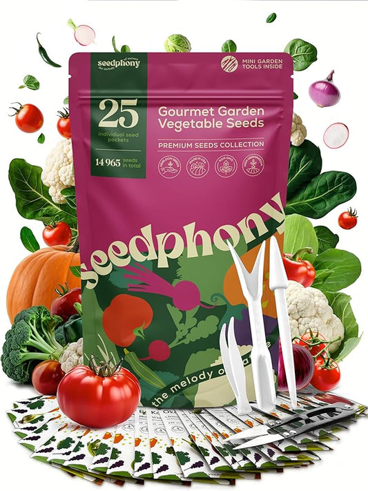 25 Gourmet Garden Vegetable Seeds Variety Pack - 14,965+ Non-GMO Heirloom Vegetables Seeds for Planting Indoor&Outdoor Home Garden Seeds - Gardening Seed Packets for Planting Vegetable Seeds-PurrikoPets