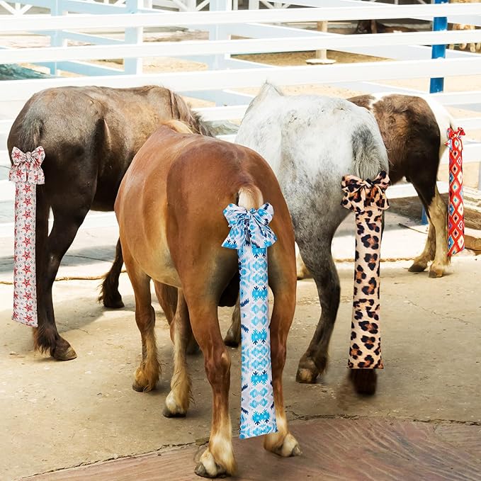 4 Pcs Horse Tail Bag Stretchy 22" Breathable with 2 Strands to Keep Clean and Protected Grooming Supplies-PurrikoPets