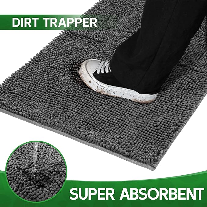 Dog Door Mat Indoor Entrance, 72" x 48" Absorbent Chenille Door Rugs for Entryway Indoor, Non-Slip Dog Mud Mat for Muddy Paws, Soft, Washable-PurrikoPets