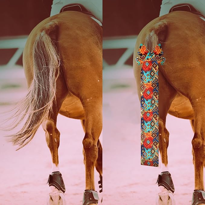 6 Pcs Horse Tail Bag Breathable Guard 22" Slip on Horse Care Tail Wrap 2 Strand Closure Straps Grooming Supplies to Keep from Dirt Breakage Rubbing 6 Designs(Vintage Style)-PurrikoPets