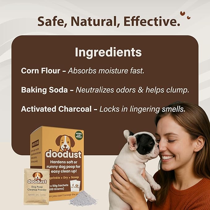 Doodust Dog Poop Clean Up Powder, Poop Hardener & Yard Cleaner, Biodegradable, Pet-Safe, Stops Odor and Makes Pickup Easy-PurrikoPets
