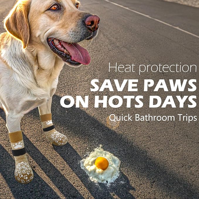 EXPAWLORER Anti Slip Dog Socks to Prevent Licking Paws, Dog Shoes for Hot Pavement, Dog Booties for Small Medium Large Senior Dogs, Traction Control Boots & Paw Protectors for Hardwood Floors-PurrikoPets