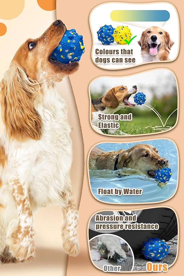 Dog Tennis Balls for Aggressive Chewers, Indestructible Durable Bouncy Interactive Toy for Dogs Fetch Game Lightweight Floating Outdoor Training(Yellow+Blue Mixed Large)-PurrikoPets