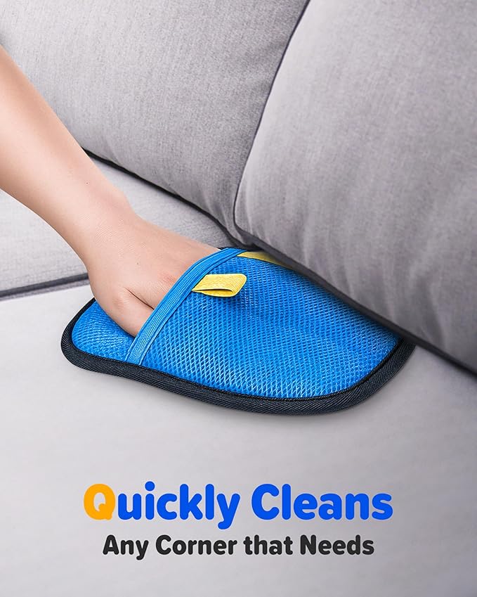 2025 Thickened Electrostatic Pet Hair Removal Gloves (2 Pcs) - Reusable Strong Grooming Gloves for Cats & Dogs, Hair Remover for Couch, Furniture, Carpet, Car Seats & Clothing (Blue)-PurrikoPets