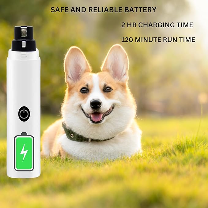 GajetNest Professional Pet Nail Grinder for Dogs and Cats, 2 Speeds LED Light USB Charging Low Vibration, Quiet, Cordless Ergonomic Long Lasting Battery, Safety Guard-PurrikoPets