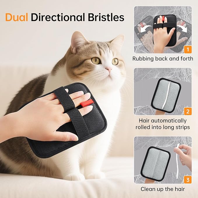 1 Pcs Static Pet Hair Removal Glove, Reusable Electrostatic Pet Cat Dog Hair Remover Grooming Gloves Brush Tool for Couch, Furniture, Carpet, Car Seat-PurrikoPets
