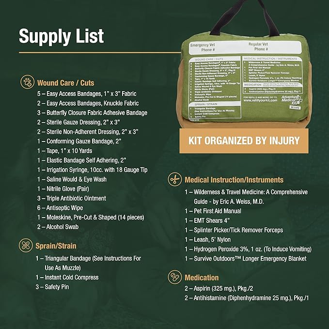 Adventure Medical Kits Me & My Dog Medical Kit - Human & Canine First Aid Essentials - Includes Cold Pack, SOL Emergency Blanket, Splinter Picker & More-PurrikoPets