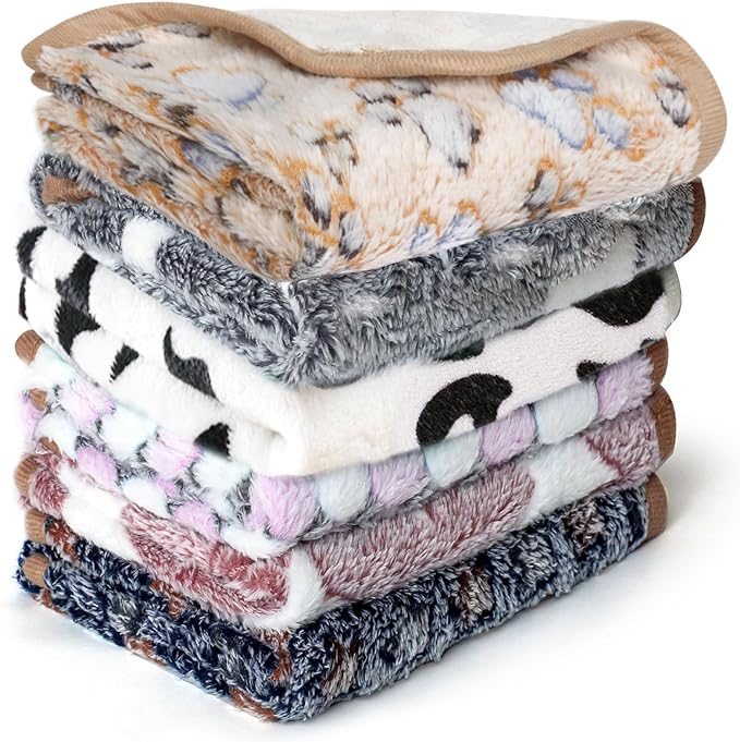 6 Pcs Washable Guinea Pig Blankets Absorbent Animal Fleece Bedding Waterproof Cage Liners Reusable Pet Pee Pad Sleep Mat Pad Cover for Hamster Ferret Rabbit Chinchilla Hedgehog (20"x30")-PurrikoPets