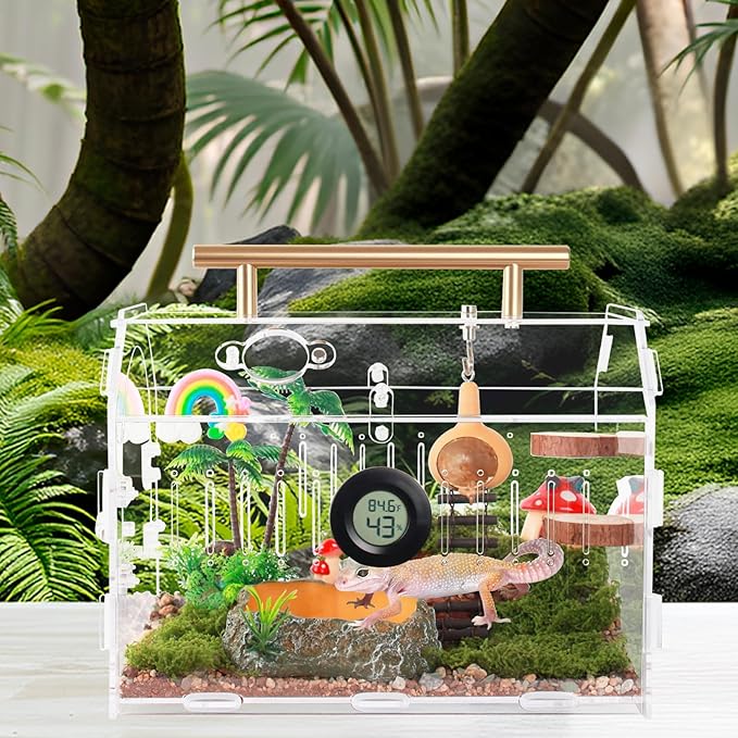 Acrylic Tarantula Enclosure – Escape-Proof Reptile Terrarium with Magnetic Lock, Front Opening for Easy Cleaning, Ideal for Jumping Spiders, Hermit Crabs & Small Pets-PurrikoPets
