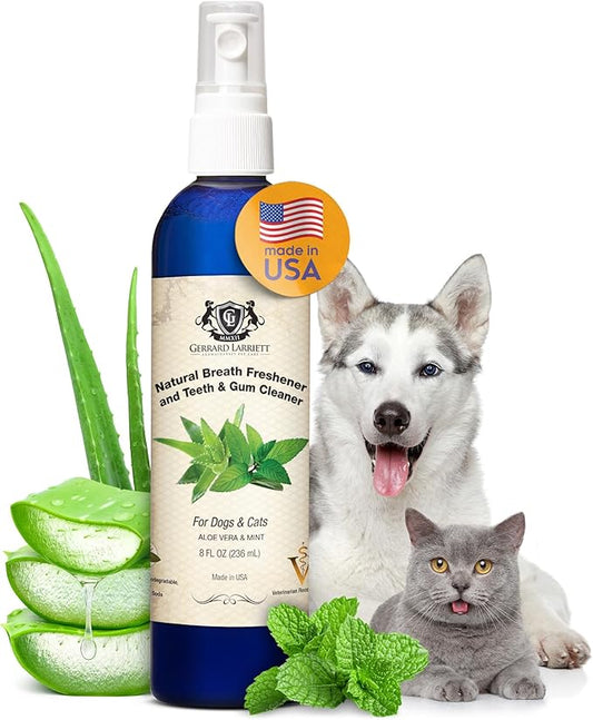 Dog Mouthwash, Dog and Cat Breath Spray with Baking Soda - 8 oz Natural Dog Breath Fresheners with Mint and Aloe Vera Mouth Spray for Tartar Control and Plaque, Dog Teeth Cleaning by Gerrard Larriett-PurrikoPets