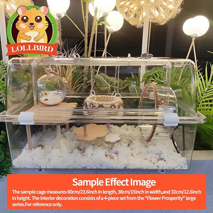 4-Pack Wooden Rat Cage Accessories - Platforms, Ladders & Hammocks Set for Chinchillas, Hamsters, Gerbils (for Iron/Wooden, Acrylic Hamster Cages + Customizable Layout) (9.1x5.6x4.3)-PurrikoPets