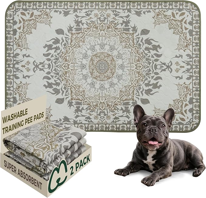 FXW Washable Pee Pads for Dogs, Puppy Pads with Super Absorbent, Specifically Designed for 42inch Cages, 41" × 27" Rectangle, Boho, 2 Packs-PurrikoPets