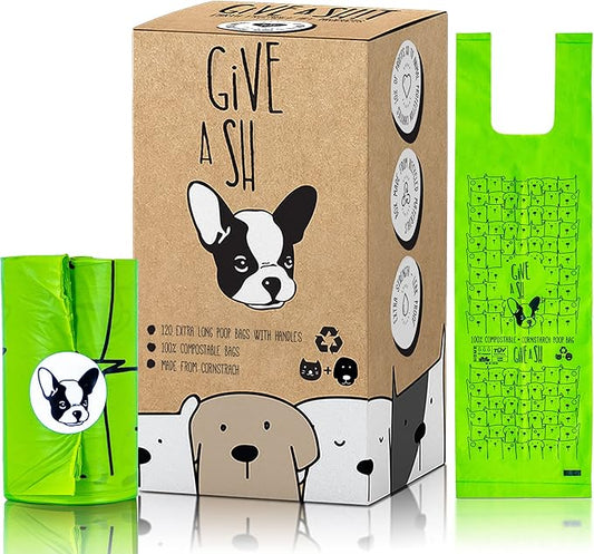 100% Certified Home Compostable Dog Poop Bags with Handles - 10% to Charity - ASTM D6400 & EN 13432 Compliant - 120 x Plant Based X Large Compostable Poop Bags (10 Rolls)-PurrikoPets