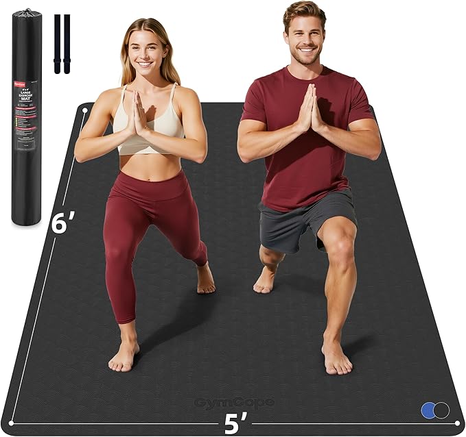 Extra Large Yoga Mat - 72"x35", 72"x48", 78"x57" - Wide TPE Exercise Mat for Home, Stretching, Couples & Family Workouts - 6-12mm Thick, Non-Slip & Waterproof - with Carry Bag and Straps-PurrikoPets