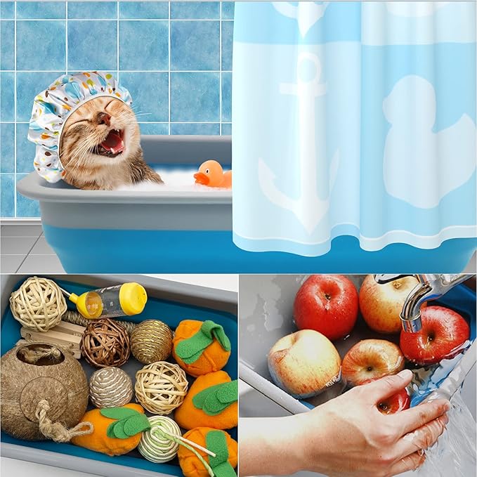 Fhiny 2PCS Open Cat Litter Box, Kitten Potty Pan Semi-Enclosed Foldable Waterproof Travel Toilet Low Entrance for Indoor Cats Small Pet Kitty Rabbit Supplies Easy to Clean and Assemble-PurrikoPets