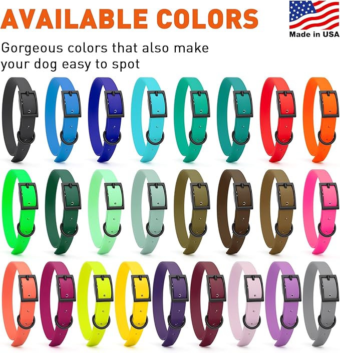 Dogline Biothane Waterproof Dog Collar Strong Coated Nylon Webbing with Black Hardware Odor- Proof for Easy Care Easy to Clean High Performance Fits Small Medium or Large Dogs, Pastel Purple-PurrikoPets