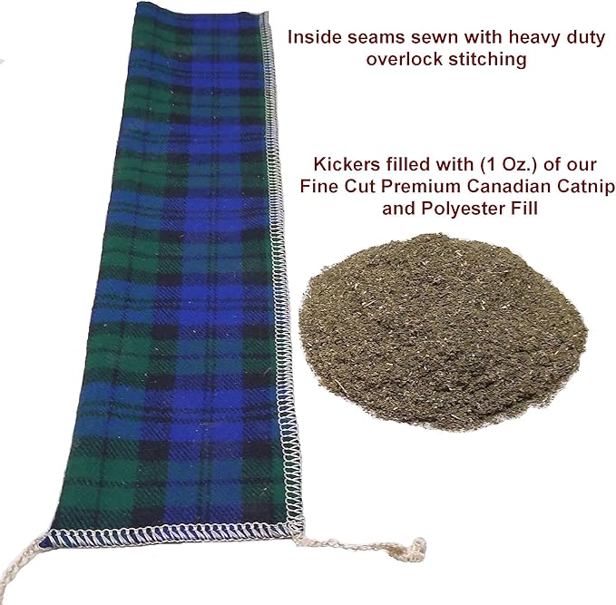 15" Cat Kicker Toy with Refillable Catnip Pocket (Navy) - Filled with Premium Canadian Catnip-PurrikoPets