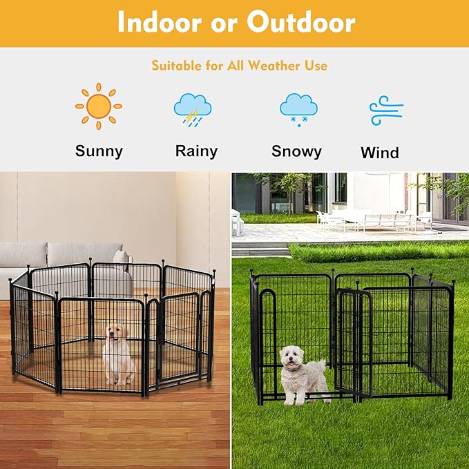 Dog Playpen 36 Inch 14 Panels, Dog Play Pen Indoors, Garden Fence for Yard, Total 31 Ft(l) Black Dog Pen Wide Door Low Threshold, Be Suitable for Camping Garden Yard-PurrikoPets
