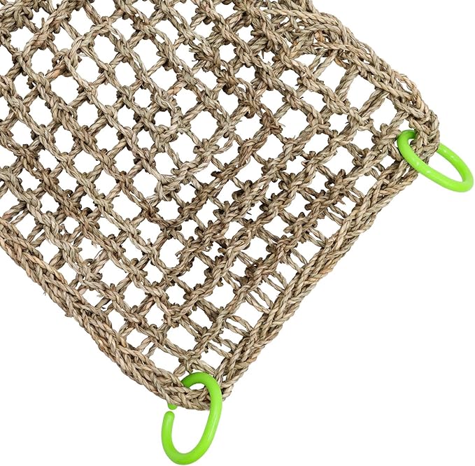 16 x 12 Inches Bird Seagrass Mat, Natural Seagrass Woven Net, Bird Hammock Mat with Hooks, Bird Cage Accessories, Climbing Rope Ladder Chew Toys for Cockatiel Hamster Guinea Pig Rats Hamster Parakeet-PurrikoPets