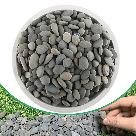 2.4LB River Rocks Mexican Beach Pebbles for Garden Landscape Stone Paving Stone Grey (1Inch)-PurrikoPets