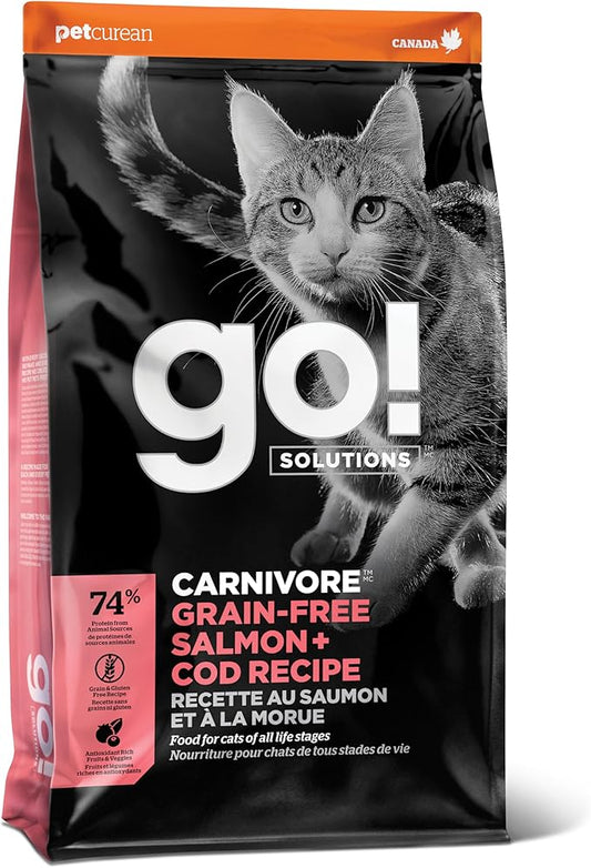 Go! Solutions Carnivore, Grain-Free, Protein Rich Dry Cat Food, Salmon and Cod Recipe, 8 lb Bag-PurrikoPets