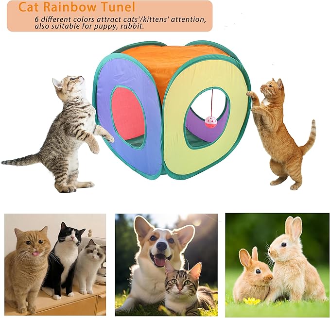 42pcs Interactive Cat Toys Kit - Multi-Activity Kitten Toy Set with Collapsible Tunnel, Feather Wand & Bell, Cat Balls Toys - Indoor Play Enrichment Supplies for Adult Cats & Kittens-PurrikoPets