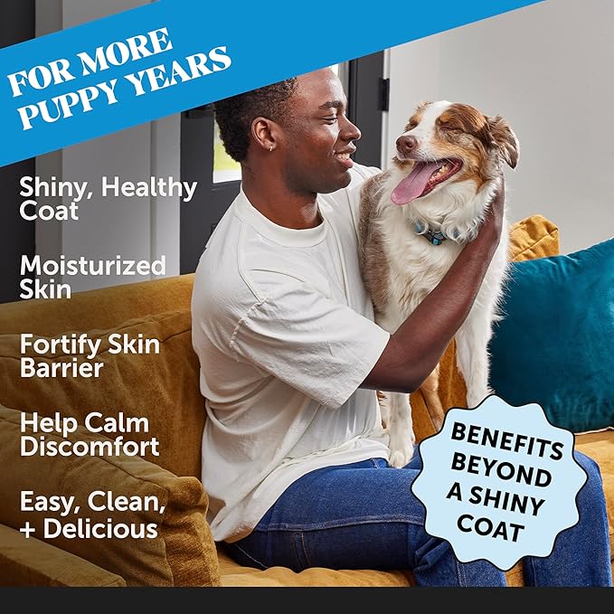 Dog Skin and Coat Supplement with Salmon Oil for Dogs - Allergy Itch Relief + Skin & Coat Health, Dog Food Topper Bone Broth with Salmon Oil, Collagen, Biotin + Vitamin E (12 oz)-PurrikoPets